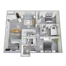 3 BR, 2 BA - Plan F T3 floor plan